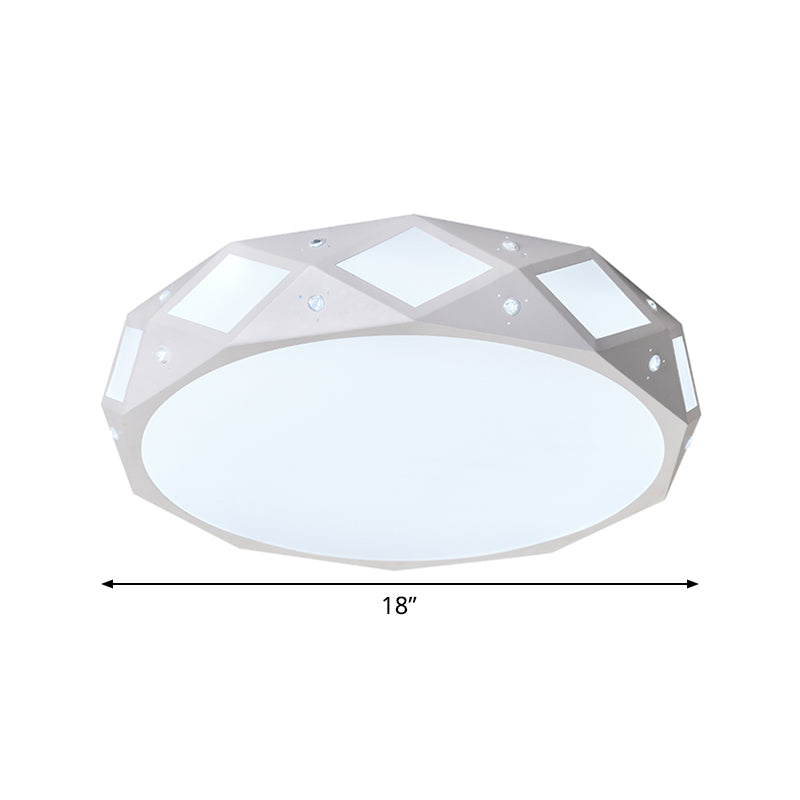 Contemporary Metallic Drum Flush Ceiling Light Fixture - Led White/Warm
