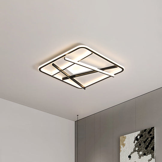 Modern LED Square and Line Flush Mount Ceiling Lamp in White/Warm Light for Bedroom
