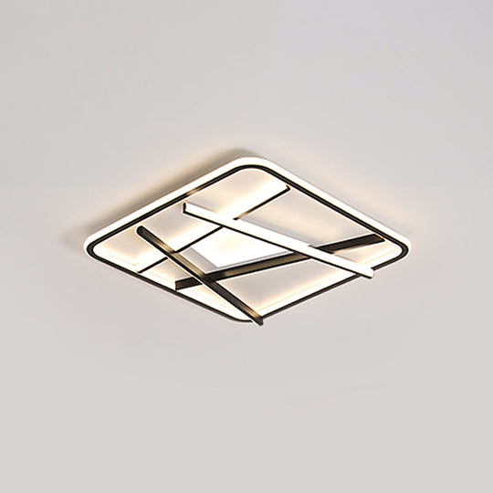 Modern LED Square and Line Flush Mount Ceiling Lamp in White/Warm Light for Bedroom