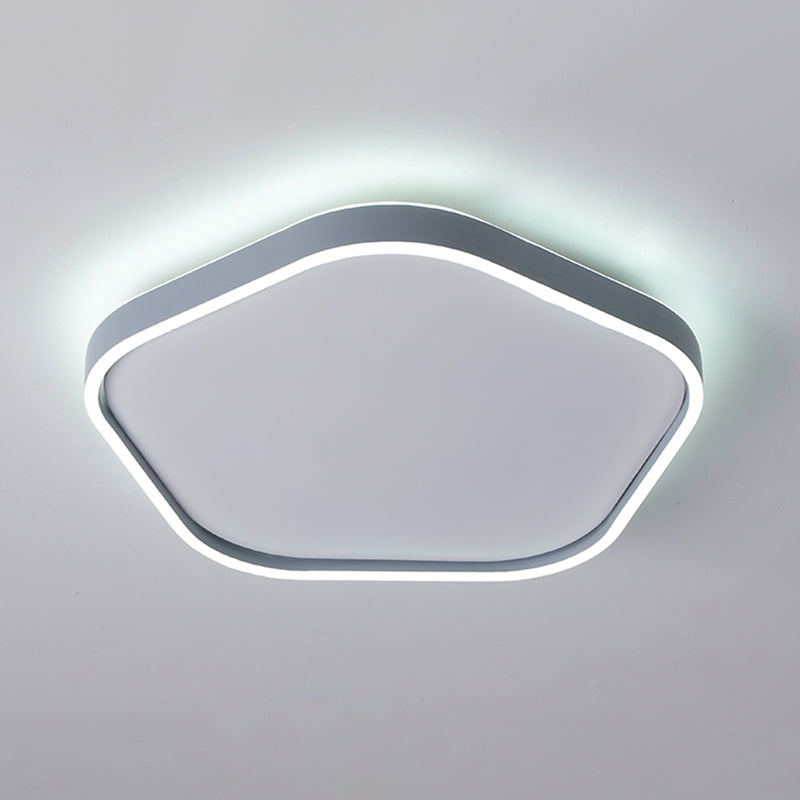Minimalist Pentagon Ceiling Mounted Led Flushmount Light - Acrylic 16/19.5 Width Grey White/Warm