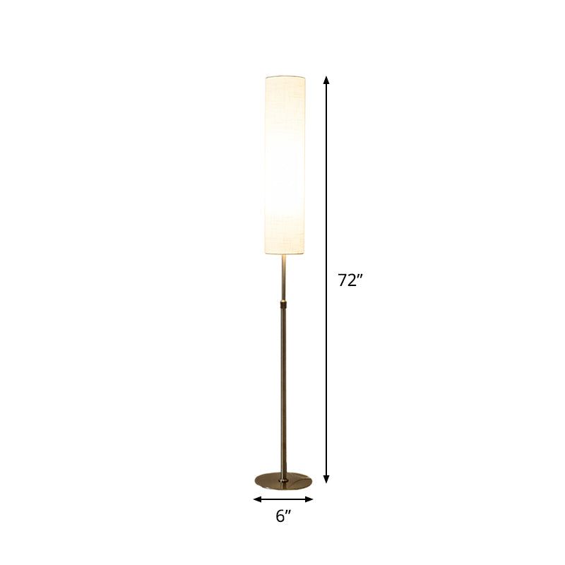 Minimalist White Fabric Cylinder Floor Reading Lamp For Living Room