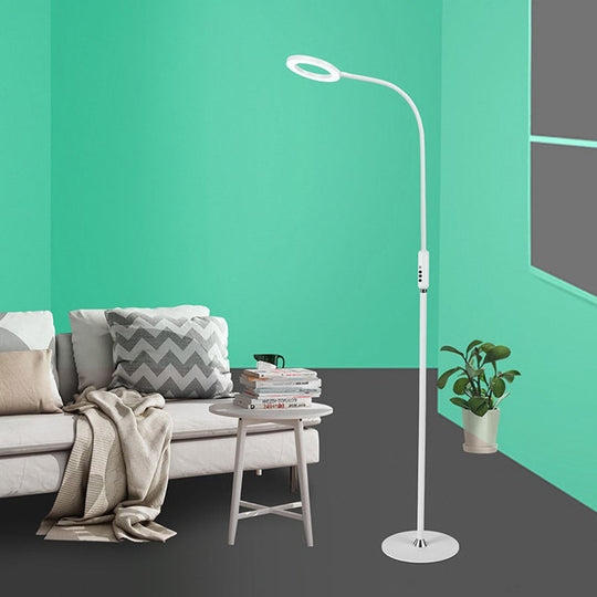 Modern Metal Loop Floor Lamp - White/Black Led Light For Living Room