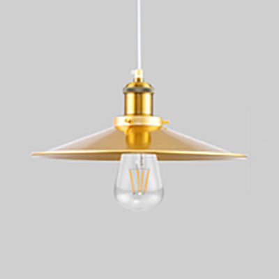Stylish Mid Century Saucer Pendant Lamp - 12/14 Inch Wide 1 Light Metallic Gold Perfect For Bedside