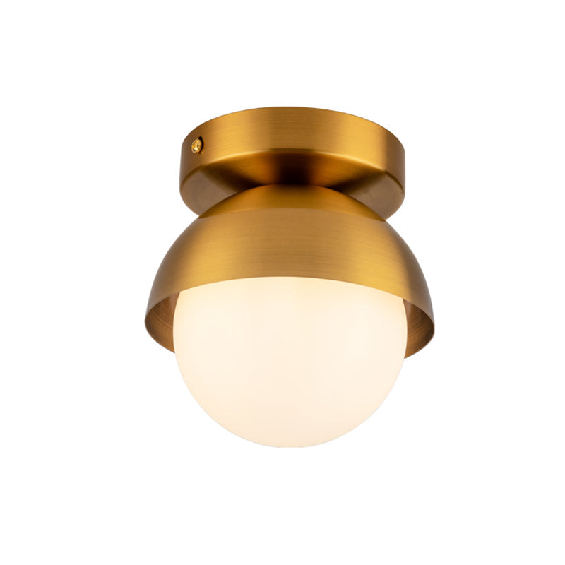 Modern Metal Semicircle Ceiling Mounted Light: Black/Gold Finish Flushmount Lamp for Foyer