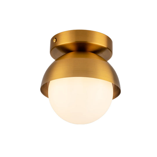 Modern Metal Semicircle Ceiling Mounted Light: Black/Gold Finish Flushmount Lamp for Foyer