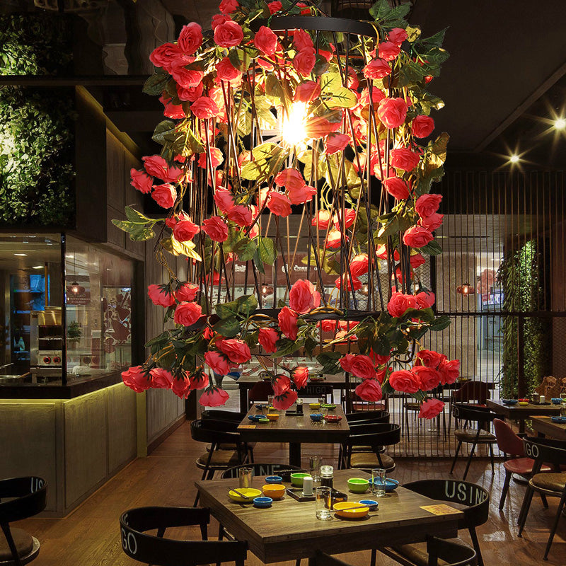 Suspension cylindrique en métal noir - Éclairage vers le bas pour restaurant à 1 tête de ferme