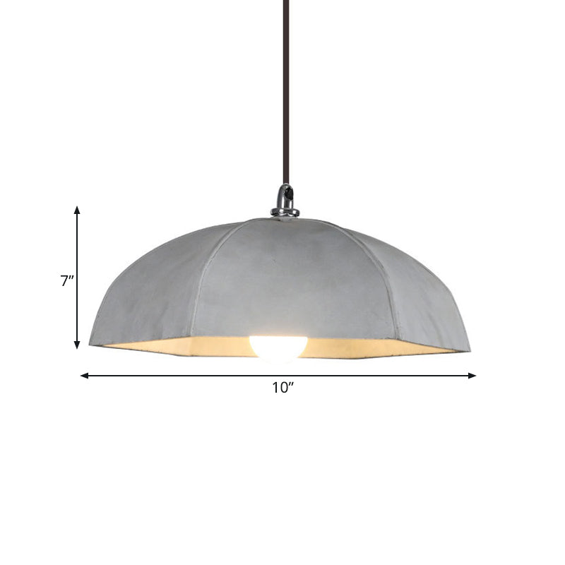 Lampe à suspension parapluie en ciment gris vintage - Plafonnier suspendu à 1 ampoule pour restaurants