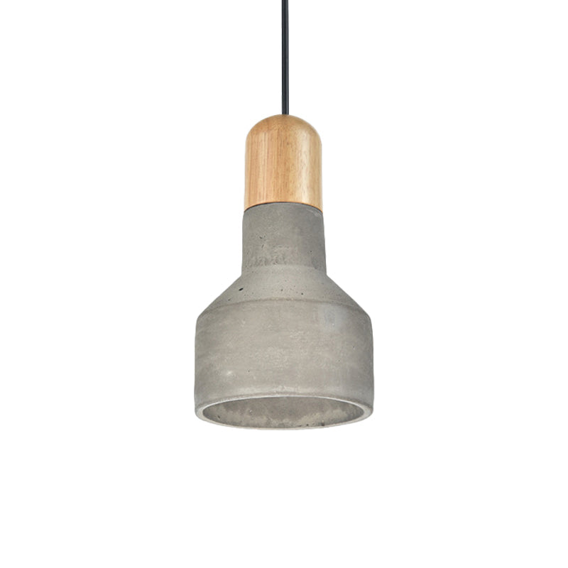 Industrial Grey/Red/Blue Cement Hanging Ceiling Lamp With Jar-Shaped Pendant And Wood Top