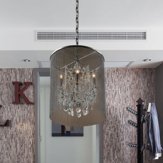 Rita - Industrial Metal Pendant Lighting with Tassels and Crystal Accents