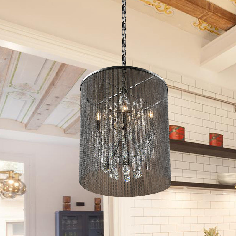 Rita - Industrial Metal Pendant Lighting with Tassels and Crystal Accents