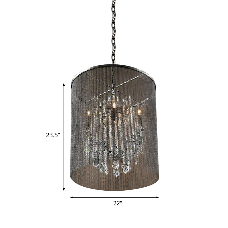 Rita - Industrial Metal Pendant Lighting with Tassels and Crystal Accents