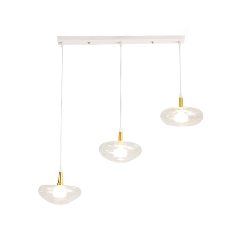 Vintage Oval Clear Glass Chandelier - Elegant Dining Room Pendant Lamp With 3 Bulbs And Stylish