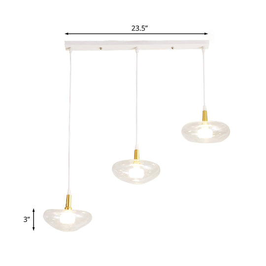 Vintage Clear Glass Chandelier: Oval Multi Light - 3 Bulb Pendant Lamp for Dining Room with Canopy Options