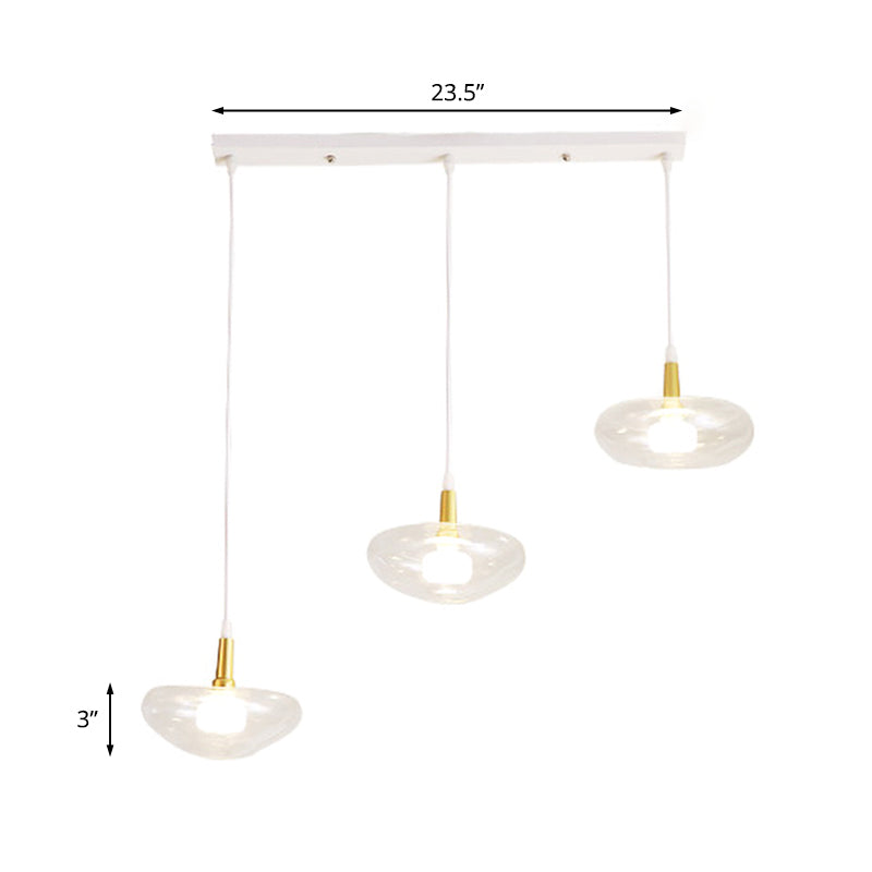 Vintage Oval Clear Glass Chandelier - Elegant Dining Room Pendant Lamp With 3 Bulbs And Stylish