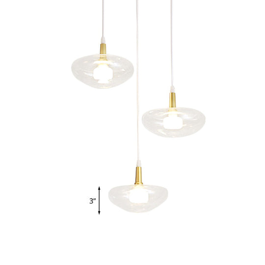 Vintage Clear Glass Chandelier: Oval Multi Light - 3 Bulb Pendant Lamp for Dining Room with Canopy Options