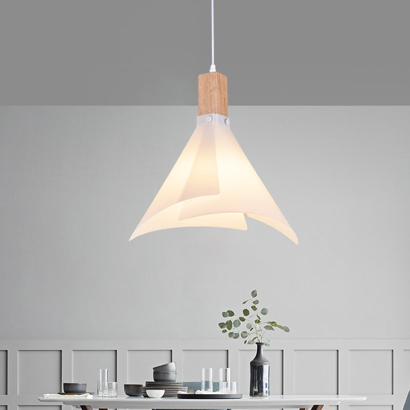 Contemporary Creative Cone Ceiling Lamp - Acrylic Pendant Light For Living Room With 1-Bulb White
