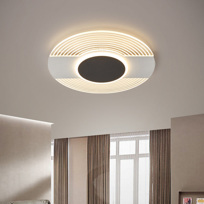 Contemporary Black LED Ceiling Flush Mount Light for Bedroom - Warm/White, 9"/12"/18" Wide