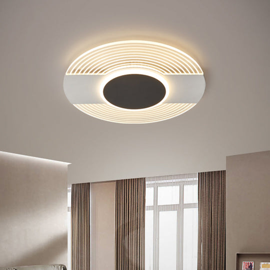 Contemporary Black LED Ceiling Flush Mount Light for Bedroom - Warm/White, 9"/12"/18" Wide