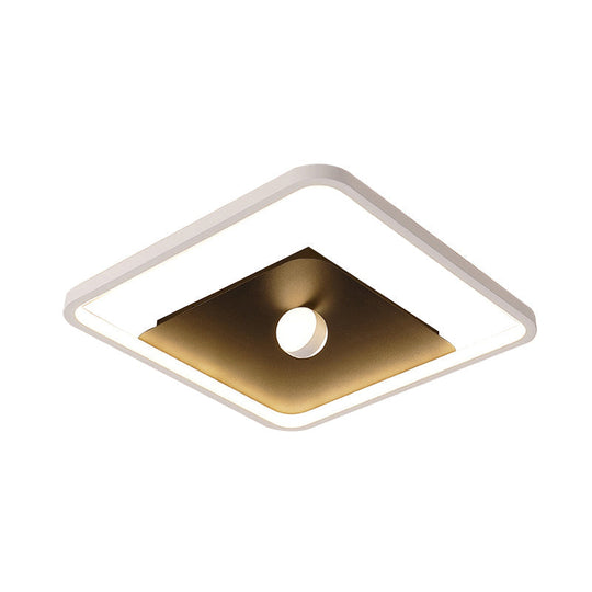 Contemporary LED Square Flush Mount Ceiling Light in Black and White