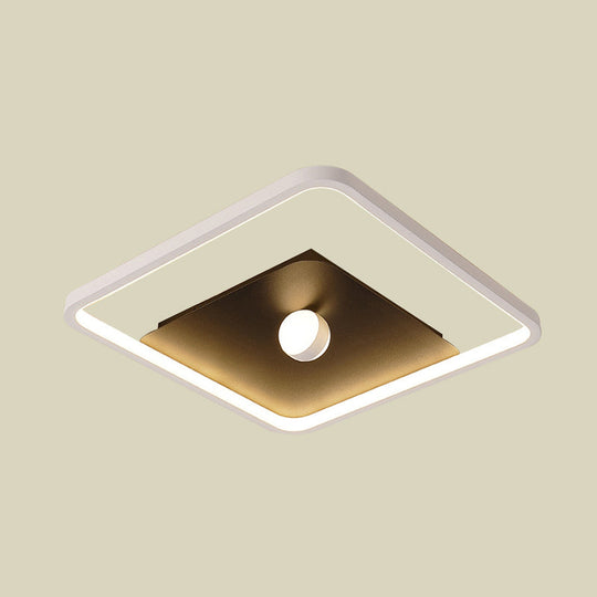 Contemporary LED Square Flush Mount Ceiling Light in Black and White