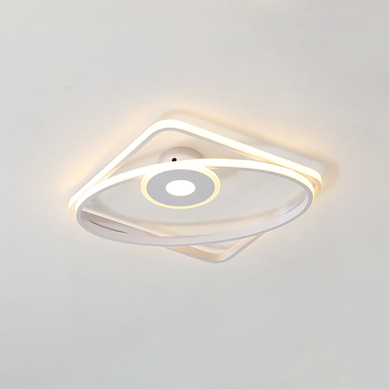 LED Geometric Flush Mount Ceiling Light Fixture in Contemporary White/Black with Acrylic Shade