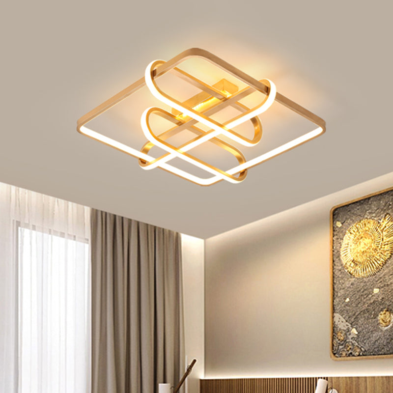 Contemporary Gold LED Acrylic Flush Mount Ceiling Light - 16.5"/20.5" Wide