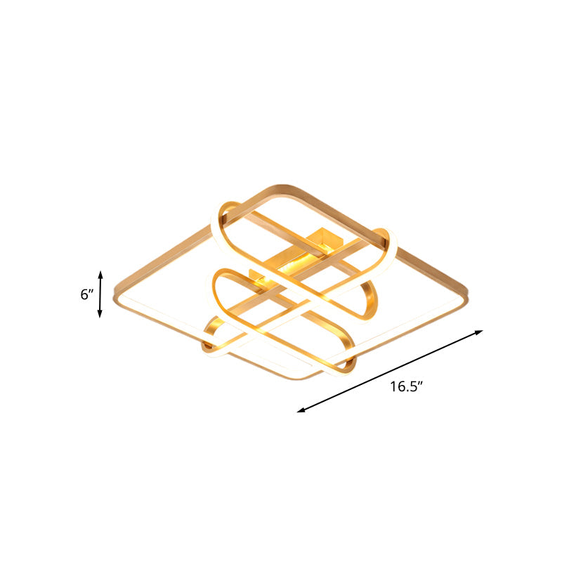 Contemporary Gold LED Acrylic Flush Mount Ceiling Light - 16.5"/20.5" Wide