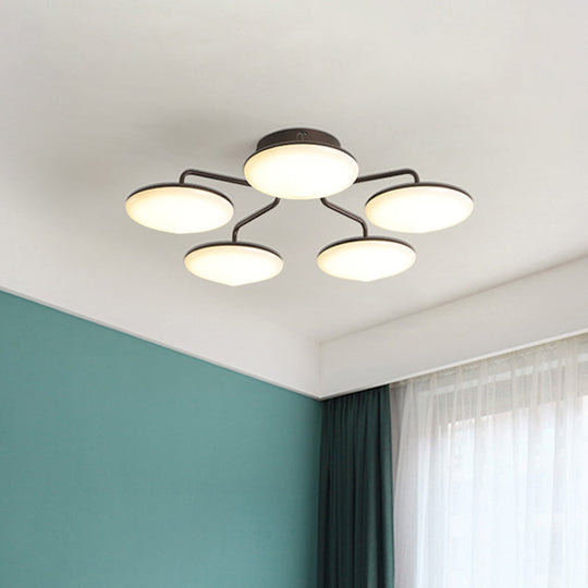 Plafonnier LED noir moderne avec branches incurvées en acrylique - Idéal pour les chambres