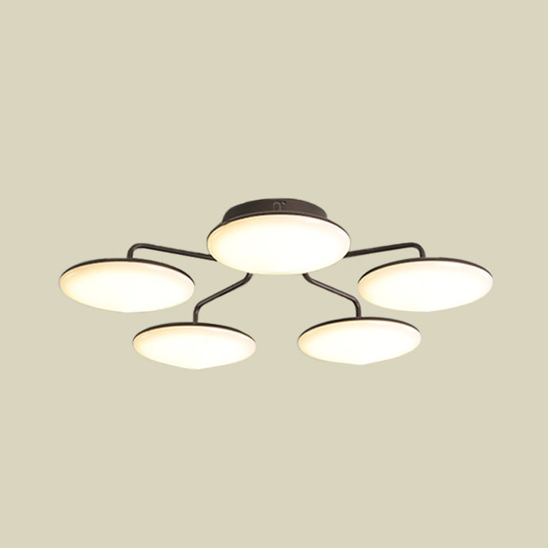 Plafonnier LED noir moderne avec branches incurvées en acrylique - Idéal pour les chambres