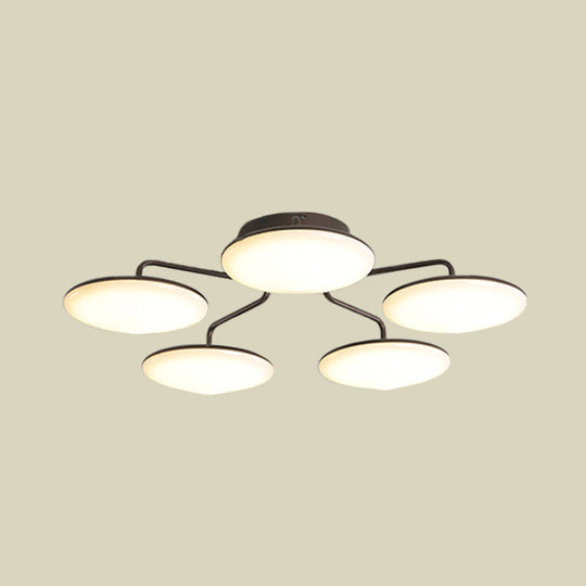 Plafonnier LED noir moderne avec branches incurvées en acrylique - Idéal pour les chambres