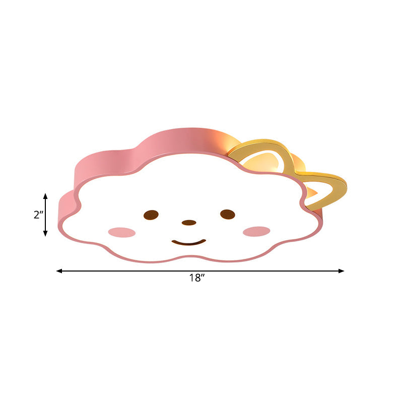 Cartoon Pink LED Flush Mount Lamp for Bedroom - Acrylic Cloud Ceiling Fixture in White/3 Colors