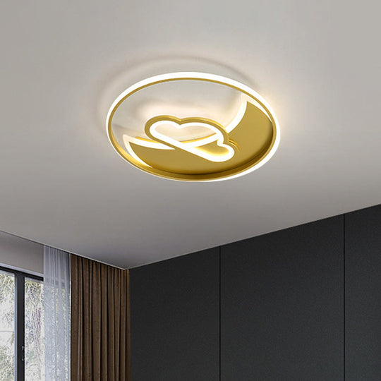 Contemporary Gold LED Ceiling Lamp with Star/Loving Heart Acrylic Shade - Flush Mount Fixture for Living Room