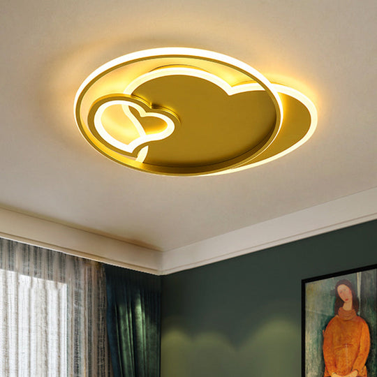 Contemporary Gold LED Ceiling Lamp with Star/Loving Heart Acrylic Shade - Flush Mount Fixture for Living Room