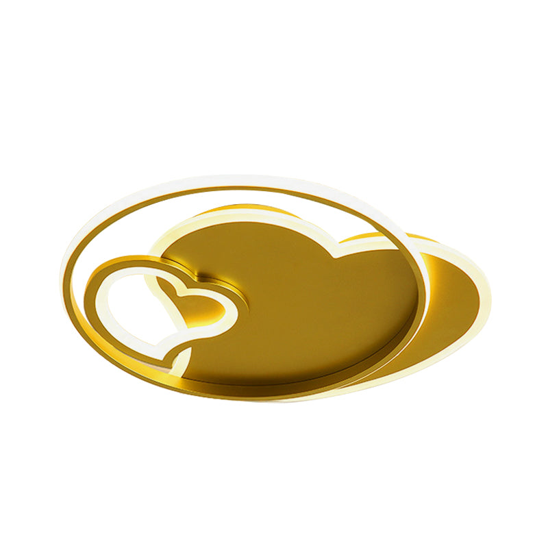 Contemporary Gold LED Ceiling Lamp with Star/Loving Heart Acrylic Shade - Flush Mount Fixture for Living Room