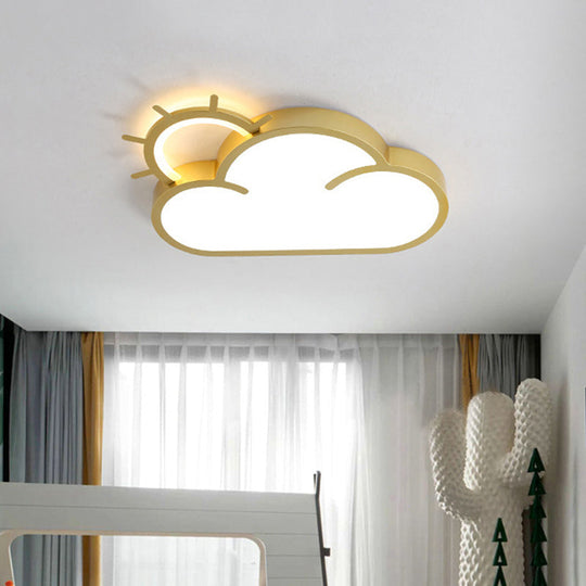 Minimalist LED Acrylic Cloud Flush Mount Lamp in Gold for Bedroom Ceiling