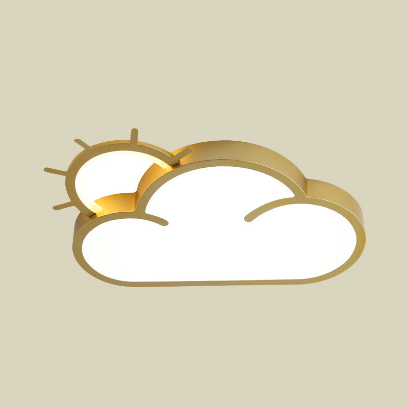 Minimalist LED Acrylic Cloud Flush Mount Lamp in Gold for Bedroom Ceiling