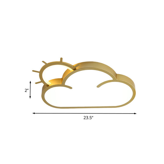 Minimalist LED Acrylic Cloud Flush Mount Lamp in Gold for Bedroom Ceiling