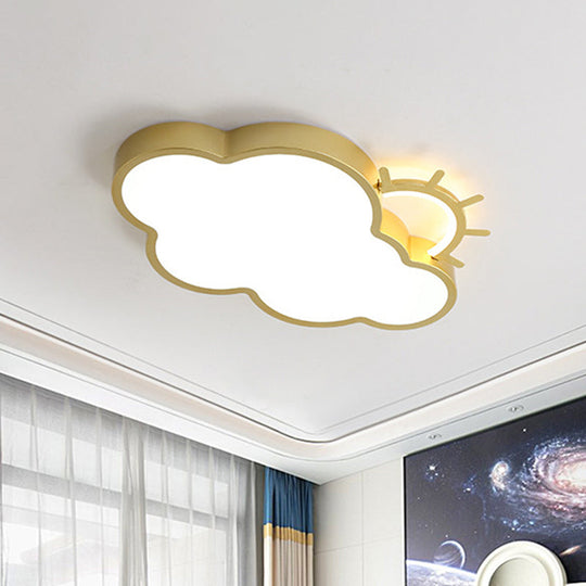 Minimalist LED Acrylic Cloud Flush Mount Lamp in Gold for Bedroom Ceiling