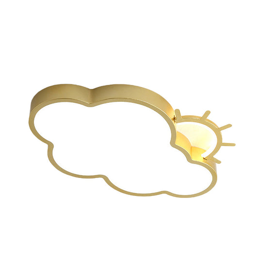Minimalist LED Acrylic Cloud Flush Mount Lamp in Gold for Bedroom Ceiling