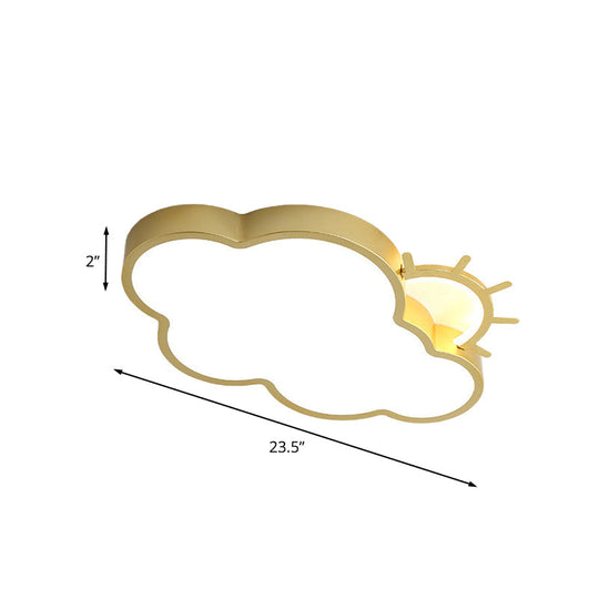 Minimalist LED Acrylic Cloud Flush Mount Lamp in Gold for Bedroom Ceiling