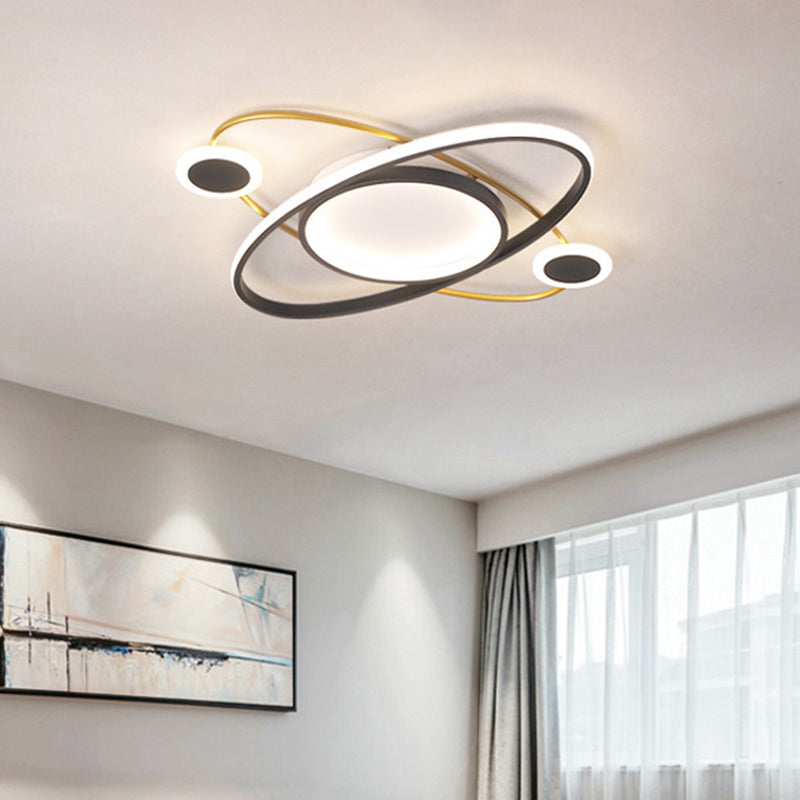 Modern Flush Mount Ceiling Light: White LED Acrylic Fixture for Living Room with Warm/White Lighting