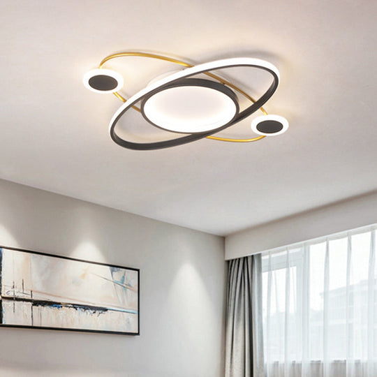 Modern Flush Mount Ceiling Light: White LED Acrylic Fixture for Living Room with Warm/White Lighting
