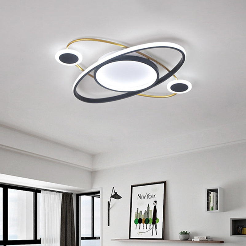 Modern Flush Mount Ceiling Light: White LED Acrylic Fixture for Living Room with Warm/White Lighting