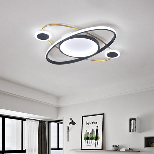 Modern Flush Mount Ceiling Light: White LED Acrylic Fixture for Living Room with Warm/White Lighting