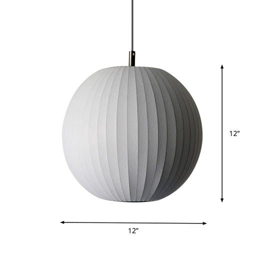 Suspension sphérique blanche minimaliste pour salle à manger - Luminaire en tissu de 12"/16" de large