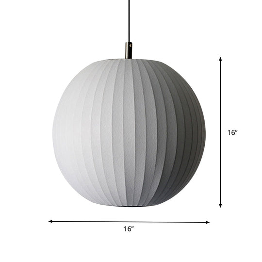Suspension sphérique blanche minimaliste pour salle à manger - Luminaire en tissu de 12"/16" de large
