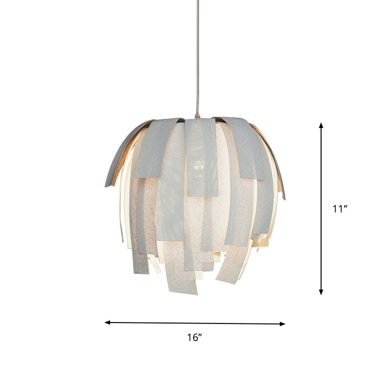 Contemporary Fringe Pendant Lamp: White Fabric Sphere Design 1 Bulb