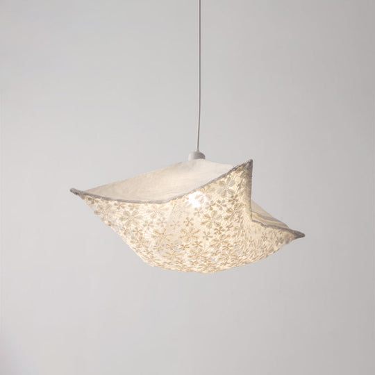 Patterned Fabric Hanging Lamp With Modern Style And 1 Bulb In Light-Purple/White/Green For Living