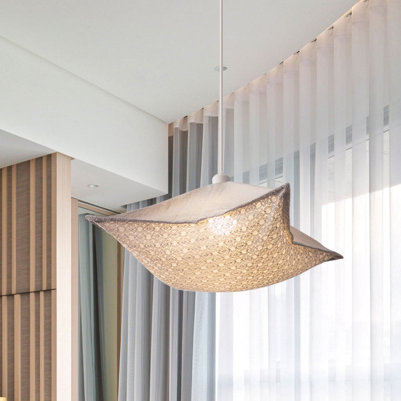 Patterned Fabric Hanging Lamp With Modern Style And 1 Bulb In Light-Purple/White/Green For Living