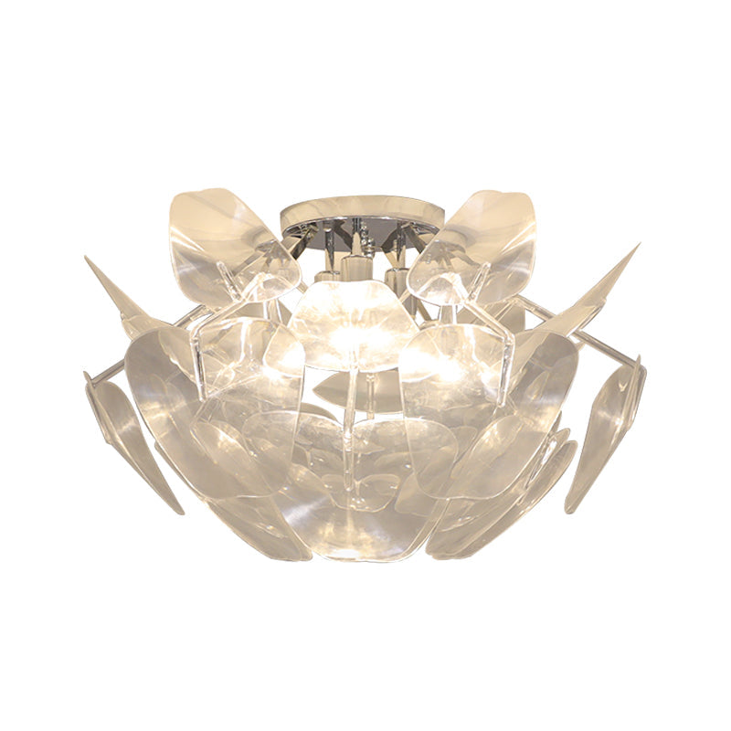 Contemporary Clear PVC Pine Cone Ceiling Flush Mount - 3 Bulb Flush Light for Living Room